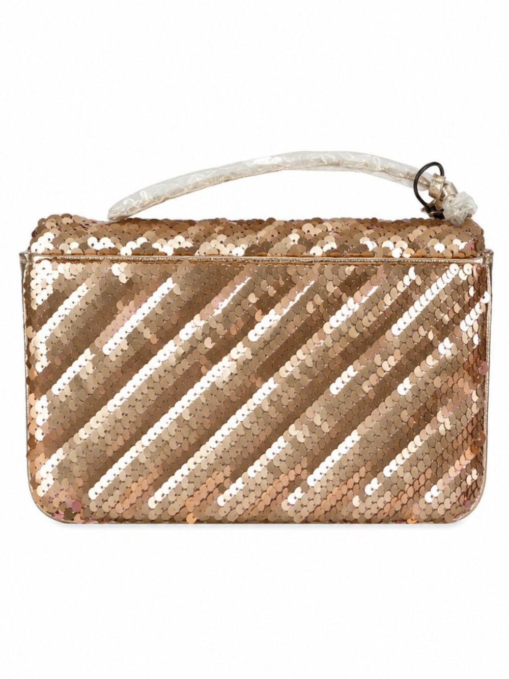 Nicole Miller Rose Gold Silver Reversible Sequin Clutch NWT